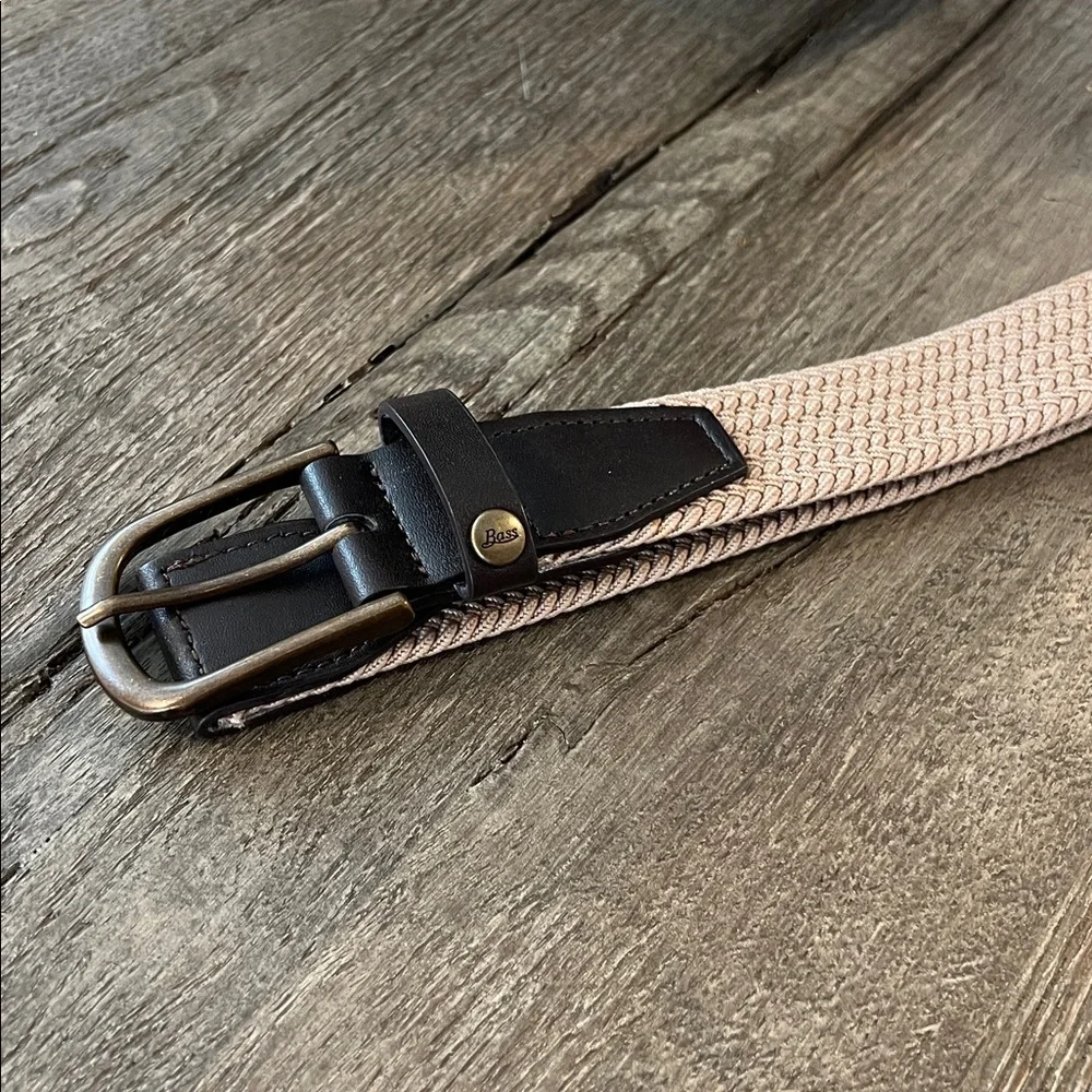 Bass braided woven belt with leather tips